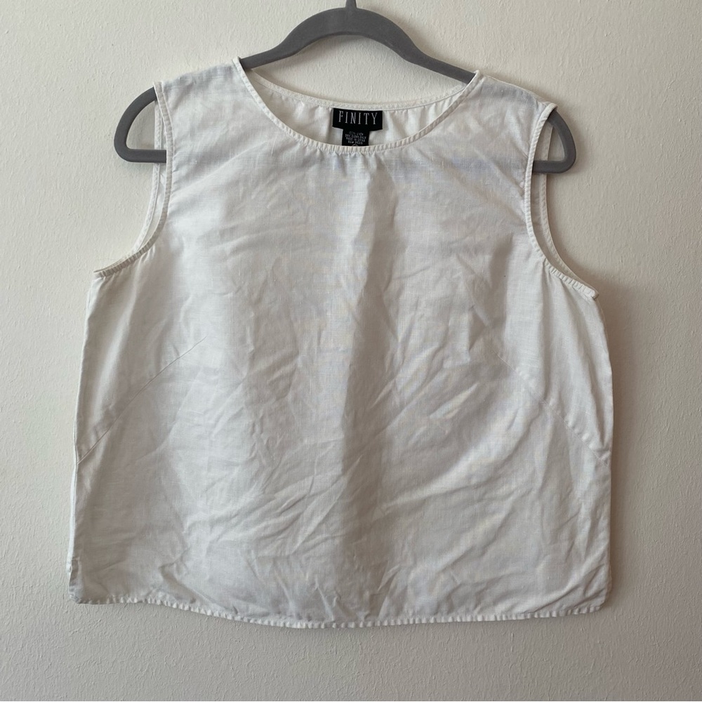 Finity 100% Linen Cropped Midriff Tank Top